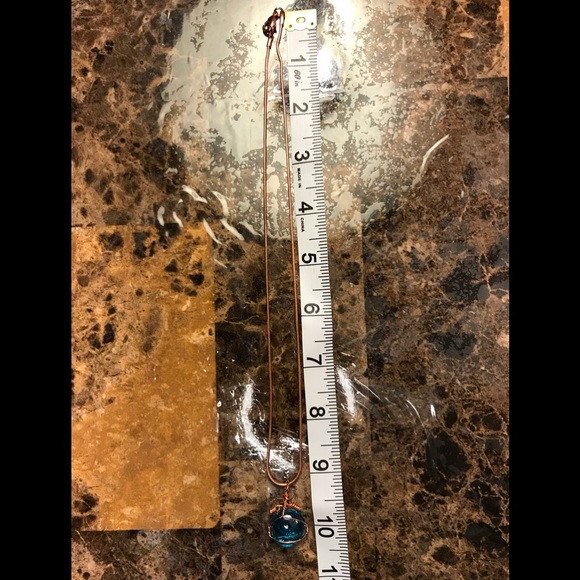 Aqua handmade necklace copper wire wrap NWT - Picture 6 of 8